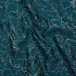Metallic Luxury Brocade - Teal and Sky Blue Floral Outlines