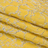 Metallic Luxury Brocade - Sunshine Yellow and Silver Floral Outlines