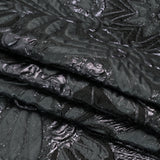 Metallic Luxury Brocade - Gray and Black Floral Medallions and Leaves