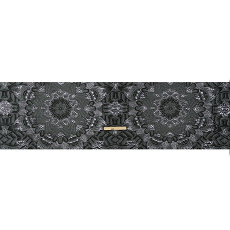 Metallic Luxury Brocade - Gray and Black Floral Medallions and Leaves