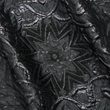 Metallic Luxury Brocade - Gray and Black Floral Medallions and Leaves