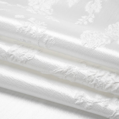 Metallic Luxury Brocade - White Rose Bushes Border