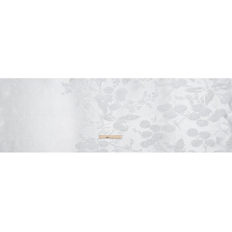 Metallic Luxury Brocade - White Rose Bushes Border