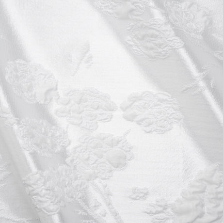 Metallic Luxury Brocade - White Rose Bushes Border