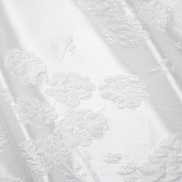 Metallic Luxury Brocade - White Rose Bushes Border