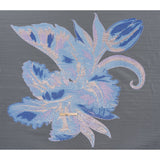 Metallic Luxury Burnout Brocade Panel - Sky Blue and Lilac Painterly Lily