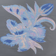 Metallic Luxury Burnout Brocade Panel - Sky Blue and Lilac Painterly Lily
