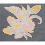 Metallic Luxury Burnout Brocade Panel - Pale Pink and Peach Painterly Lily