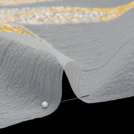 Metallic Luxury Burnout Brocade Panel - Sunshine Yellow and White Painterly Lily