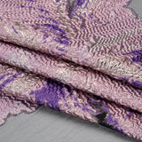 Metallic Luxury Burnout Brocade Panel - Purple and Gold Painterly Lily
