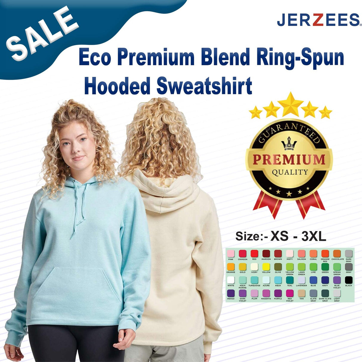 JERZEES Eco® Premium Blend Ring-Spun Hooded Long Sleeve Sweatshirt