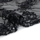 Embroidered and Beaded Lace with Holographic Sequins - Black and Gray Rose Garden