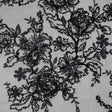 Embroidered and Beaded Lace with Holographic Sequins - Black and Gray Rose Garden