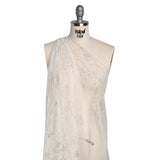 Beaded and Sequined Lace - White Leafy Border