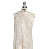 Beaded and Sequined Lace - White and Silver Geometric