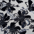 Embroidered 3D Lace with Beading and Velvet Applique - Navy Blue Floral