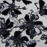Embroidered 3D Lace with Beading and Velvet Applique - Navy Blue Floral