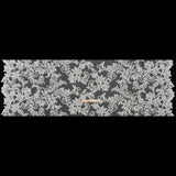 Embroidered Corded Lace with Finished Edges - Ivory Floral Scrolls
