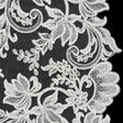 Embroidered Corded Lace with Finished Edges - Ivory Floral Scrolls