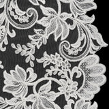 Embroidered Corded Lace with Finished Edges - Ivory Floral Scrolls