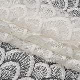 Embroidered Lace with Clear Baby Sequins - Ivory Fringed Petal-Like Scales