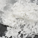 3D Fabric Flowers Embroidered Lace with Sequins and Finished Edges - Off White Floral