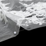 3D Fabric Flowers Embroidered Lace with Sequins and Finished Edges - Off White Floral