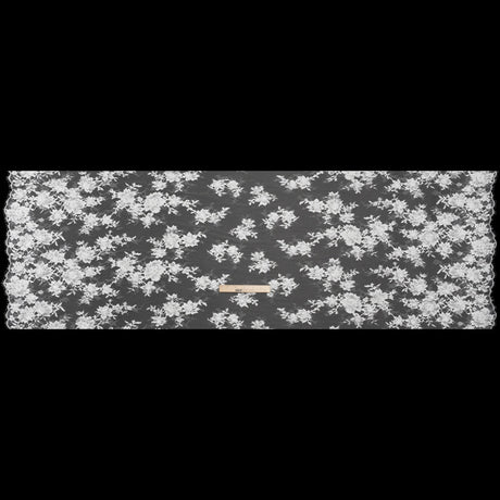 3D Fabric Flowers Embroidered Lace with Sequins and Finished Edges - Off White Floral
