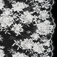 3D Fabric Flowers Embroidered Lace with Sequins and Finished Edges - Off White Floral