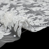 Embroidered 3D Lace with Beads and Sequins - White Floral Vines