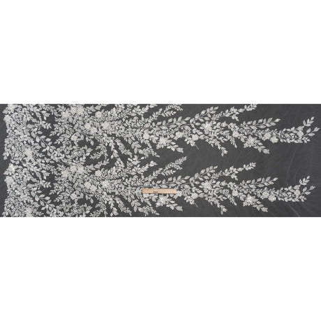 Embroidered 3D Lace with Beads and Sequins - White Floral Vines
