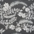 Beaded and Sequined Embroidered Lace with 3D Fabric Flowers - White Floral Vines