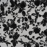 Embroidered 3D Lace with Beads and Sequins - Black Rose Bushes