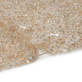 Embroidered and Applique Lace with Gold and Silver Beads and Sequins - Beige Floral Confetti