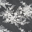 Beaded Embroidered Lace with 3D Fabric Flowers - White Flower Bunches with Pearls