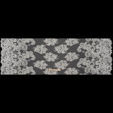 Picot Braid Embroidered Chantilly Lace with Finished Edges - White and Ivory Floral Swirls
