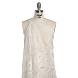Picot Braid Embroidered Chantilly Lace with Finished Edges - White and Ivory Floral Swirls