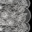 Beaded and Sequins Chantilly Lace with Finished Edges - White Flowers and Leaves