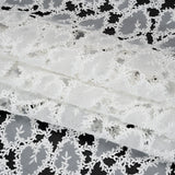 Burnout Embroidered Lace with Finished Edges - White Leafy Lines