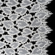 Burnout Embroidered Lace with Finished Edges - White Leafy Lines
