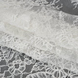 Corded Chantilly Lace with Finished Edges - Ivory Tropical Leaves and Flowers