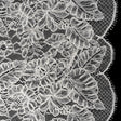 Corded Chantilly Lace with Finished Edges - Ivory Tropical Leaves and Flowers