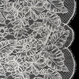 Corded Chantilly Lace with Finished Edges - Ivory Tropical Leaves and Flowers