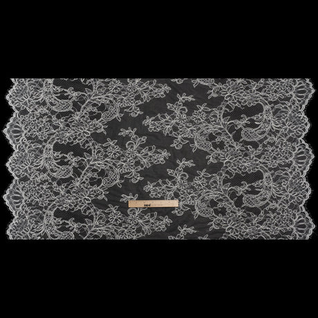 Corded Lace with Finished Edges - Off White Floral