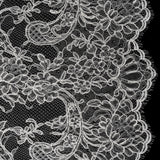 Corded Lace with Finished Edges - Off White Floral