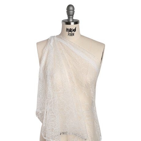 Delicate Chantilly Lace with Finished Edges - White Floral and Swirls