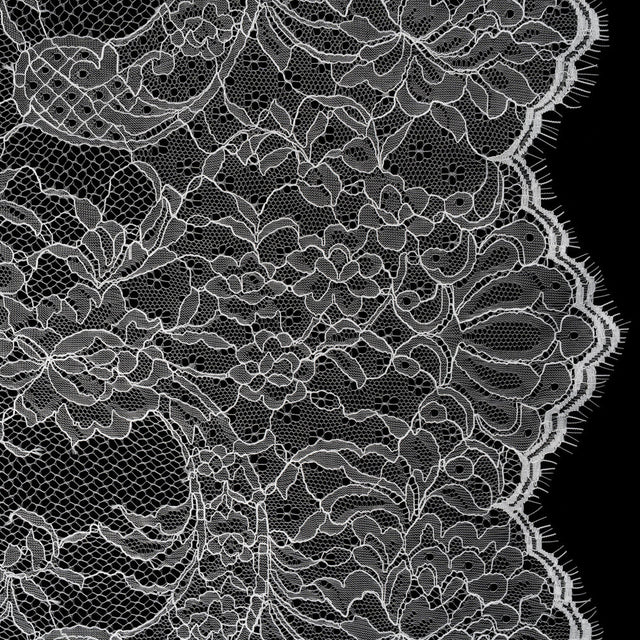 Delicate Chantilly Lace with Finished Edges - White Floral and Swirls