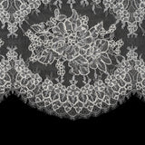 Corded Chantilly Lace with Scalloped Eyelash Edges - 12" - Ivory and White Floral Rings