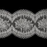 Corded Chantilly Lace with Scalloped Eyelash Edges - 12" - Ivory and White Floral Rings