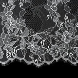 Chantilly Lace with Scalloped Eyelash Edges - 11.5" - Off White Floral